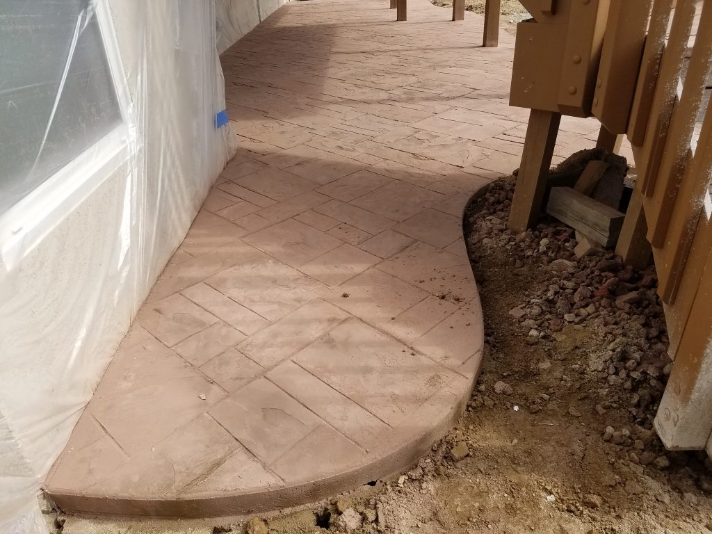 Stamped concrete with tile pattern
