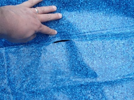 pool leak because hole in liner
